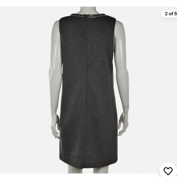 NWOT Cynthia Rowley Gray Embellished Neckline Shift Dress - Picture 3 of 9